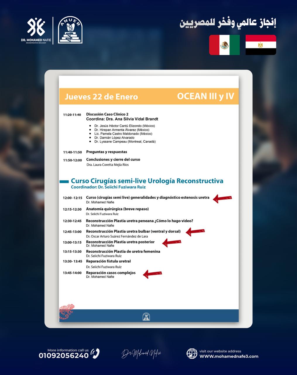 مشاركة بارزة للأستاذ الدكتور محمد نافع في مؤتمر جراحات مجرى البول بأمريكا الشمالية